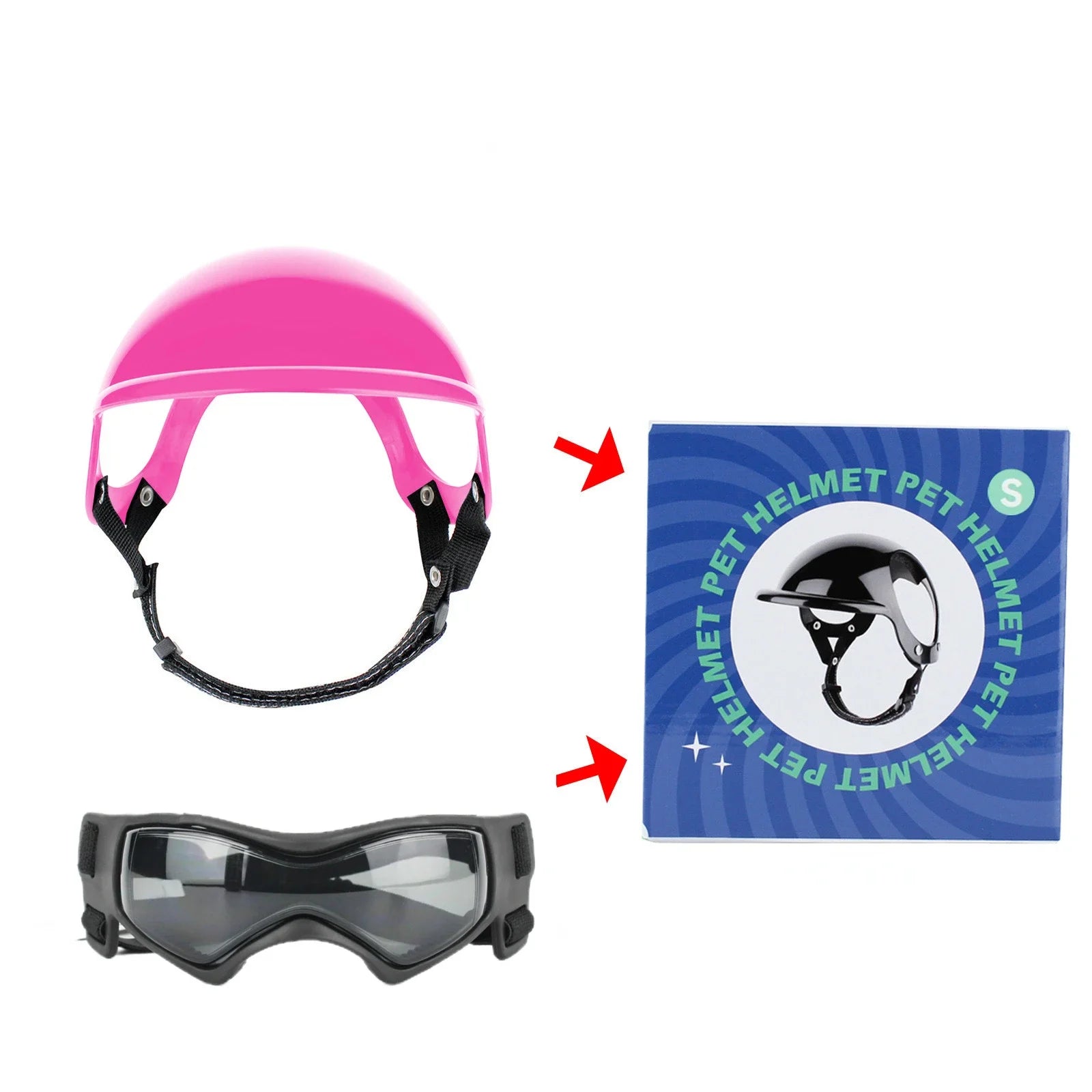 Dog Motorcycle Helmet & Goggles Set – Protective Riding Gear for Small Dogs