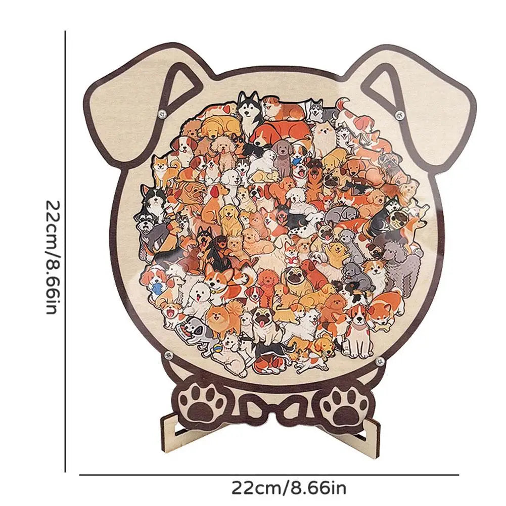 Pet Shaped Wooden Jigsaw Puzzle – 108-Piece Irregular Wood Puzzle for Cat & Dog Lovers
