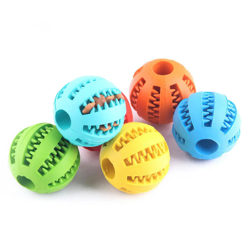 Rubber Treat Ball Dog Toy – Interactive Chew & Dental Cleaning Toy for Dogs