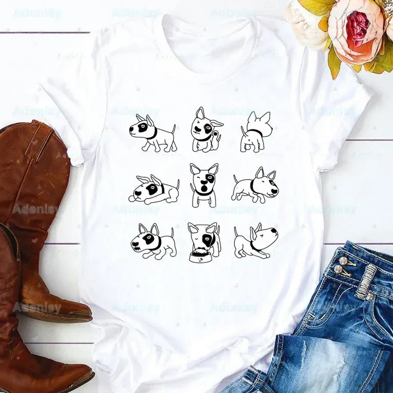 Bull Terrier T-Shirt — Cute Dog Group Graphic Tee for Women (S–XXXL)