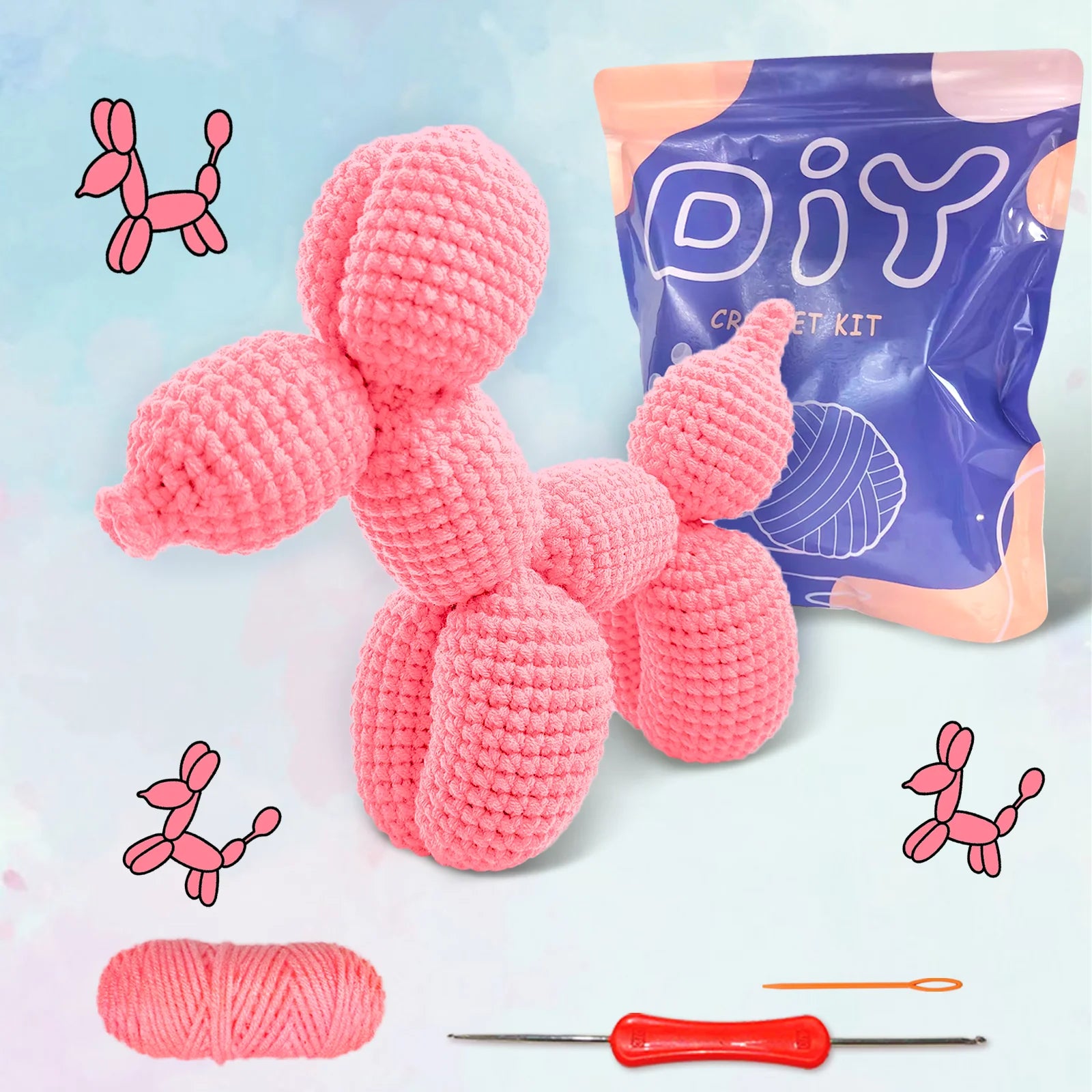Balloon Dog Crochet Kit for Beginners — Amigurumi Starter Set