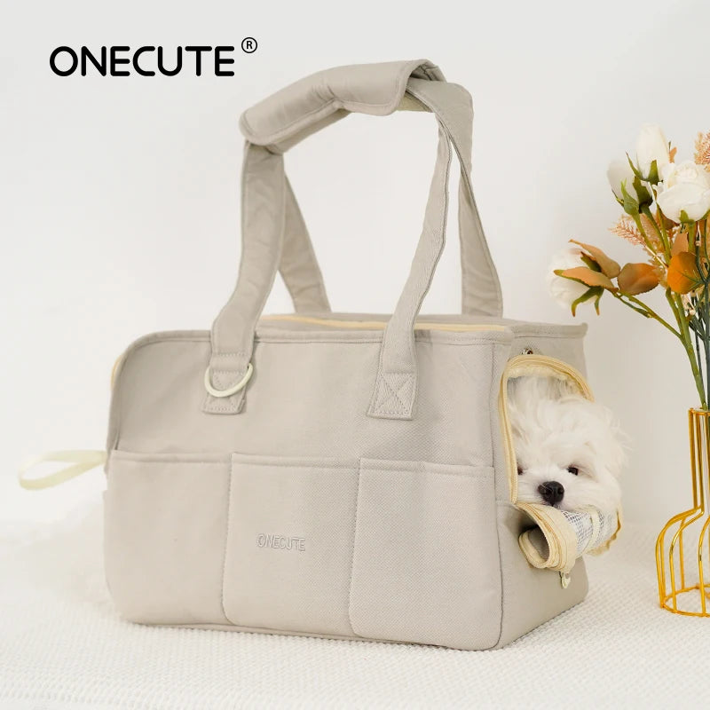 Portable Shoulder Dog Carrier Bag — Cotton Handbag for Small Dogs & Cats