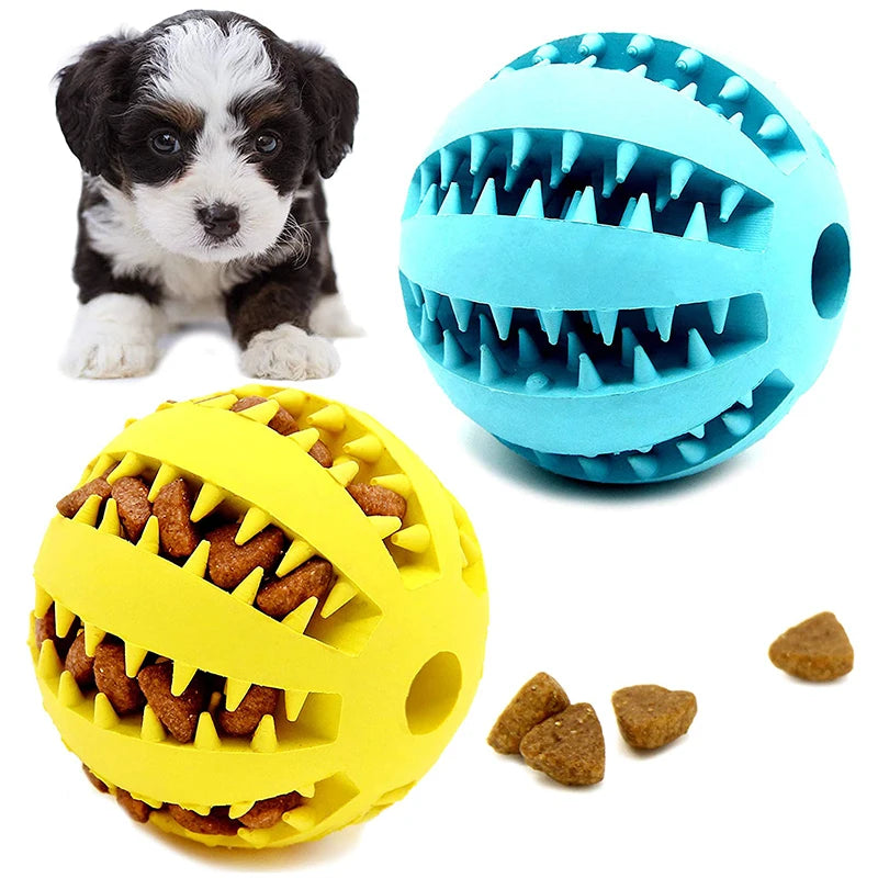 Rubber Treat Ball Dog Toy – Interactive Chew & Dental Cleaning Toy for Dogs