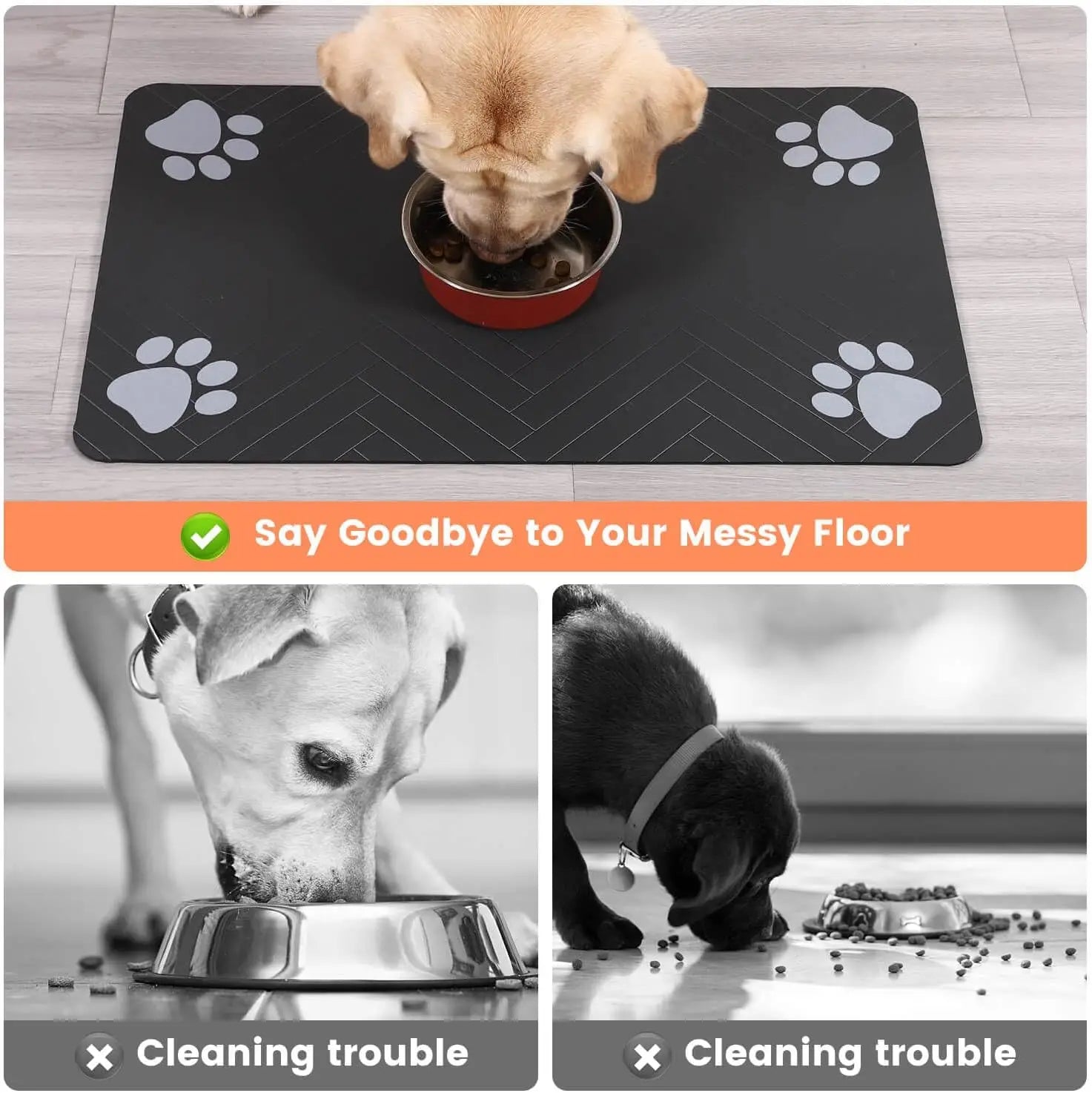 Absorbent Pet Feeding Mat with Non-Slip Waterproof Backing
