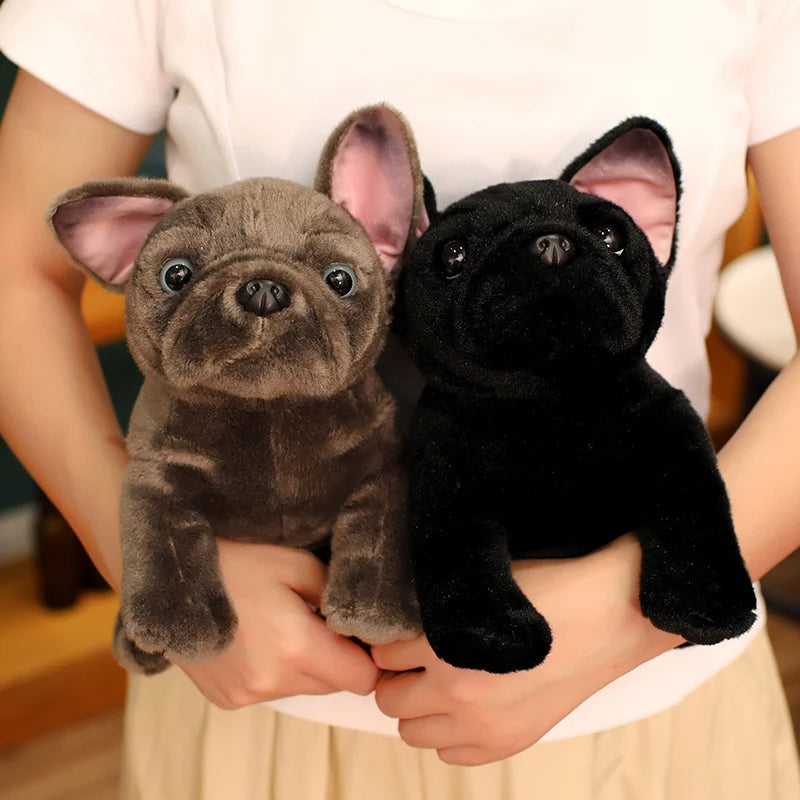 Realistic Bulldog Plush Toy – 28cm Lifelike Stuffed Bulldog in Black or Grey
