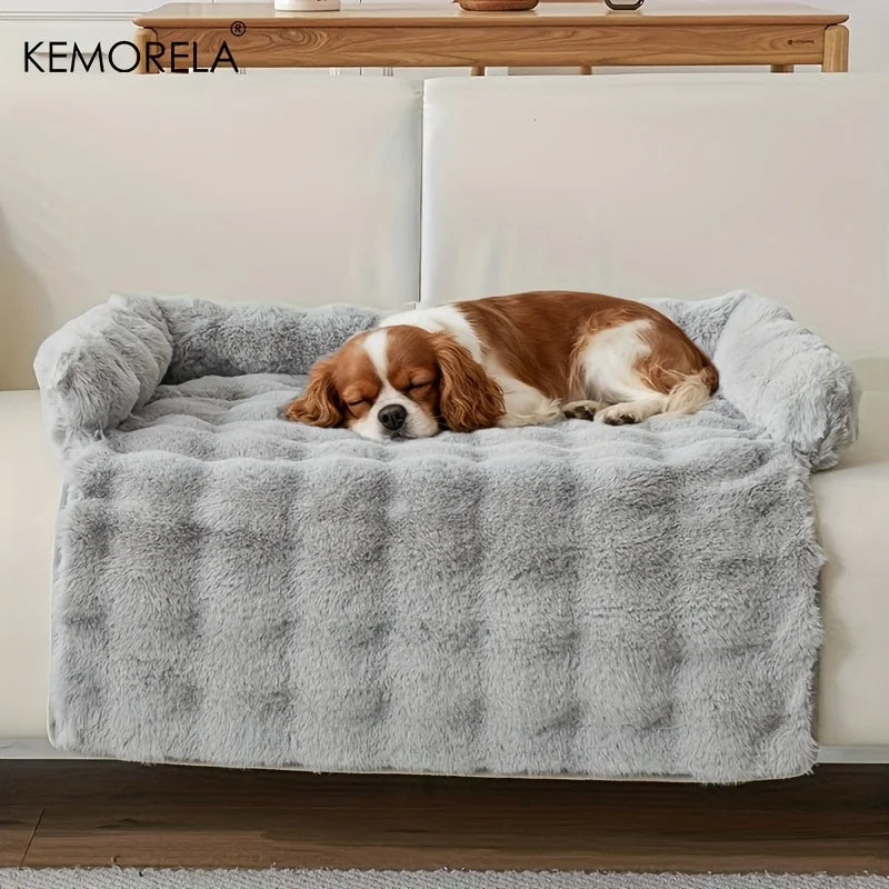 Faux Rabbit Fur Luxury Dog Bed — Plush Mattress with Pillow for Medium Dogs