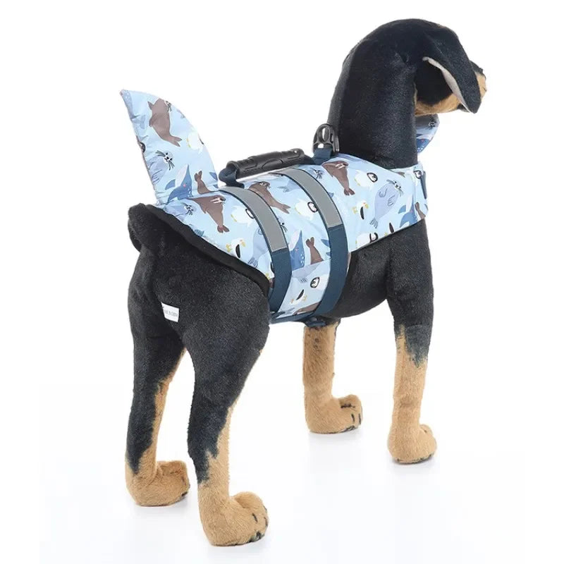 Shark Dog Life Jacket – Buoyancy Swim Vest with Rescue Handle for Dogs