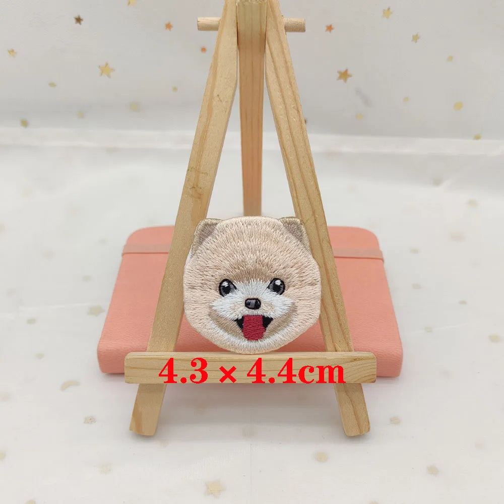 Dog Embroidery Iron-On Patch – Cute Dog Head Applique for Clothing & DIY