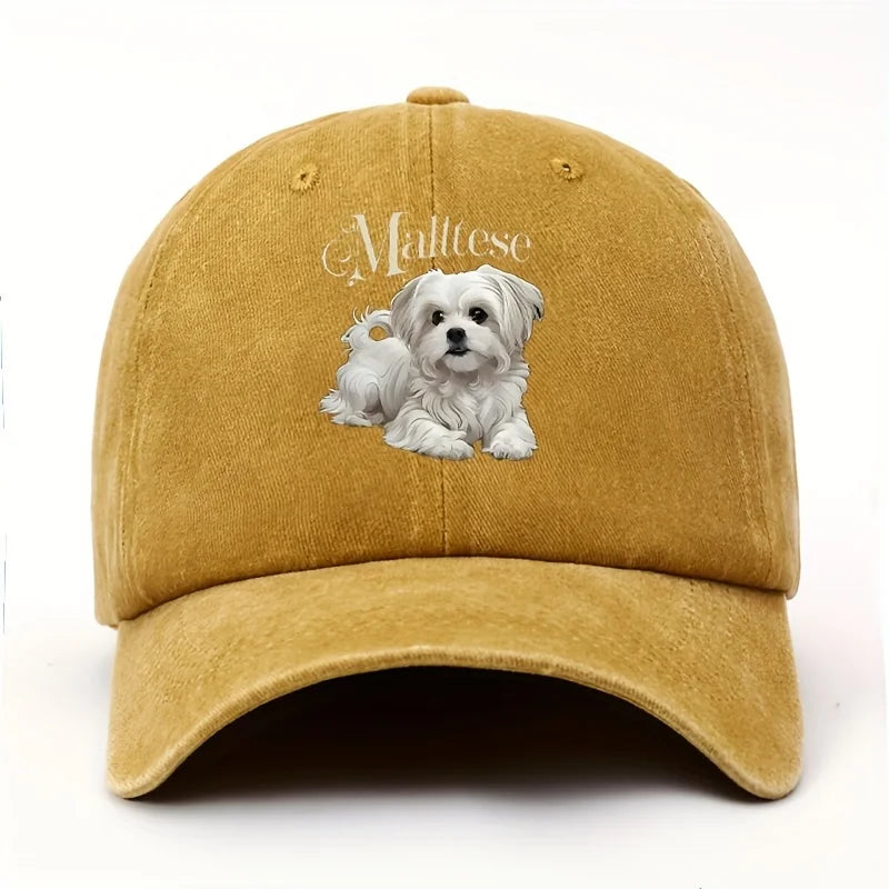 Maltese Dog Baseball Cap – Adjustable Snapback Hat for Dog Lovers