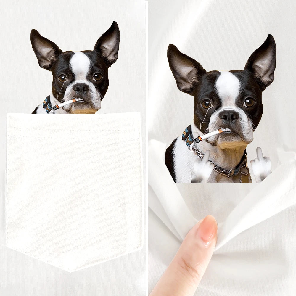 French Bulldog Smoking & Middle Finger Print T-Shirt – Funny Dog Lover Tee