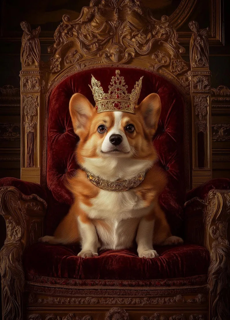 Royal Dog Portrait Canvas Print – Watercolour Wall Art for Dog Lovers