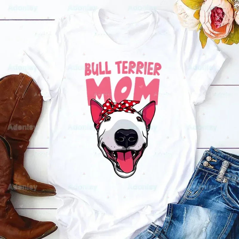 Bull Terrier T-Shirt — Cute Dog Group Graphic Tee for Women (S–XXXL)