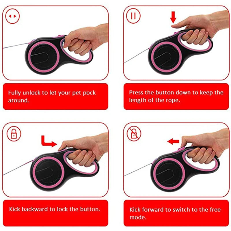 Retractable Dog Leash – Durable Nylon Extending Lead for Small, Medium & Large Dogs