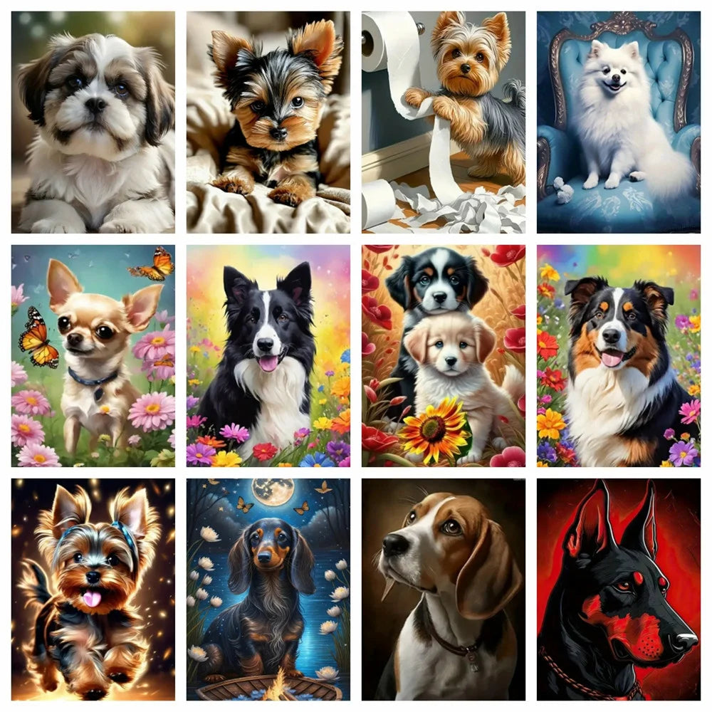 Diamond Art Painting Dog Animal 30X40cm Full Round Drill Picture Of Rhinestones Embroidery Wall Decor Cross Stitch,frameless