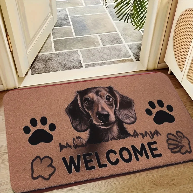Dachshund Welcome Rug — Velvet Flannel Floor Mat for Dog Lovers