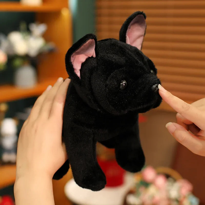 Realistic Bulldog Plush Toy – 28cm Lifelike Stuffed Bulldog in Black or Grey