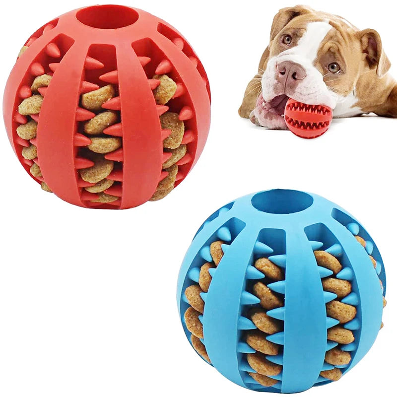 Rubber Treat Ball Dog Toy – Interactive Chew & Dental Cleaning Toy for Dogs
