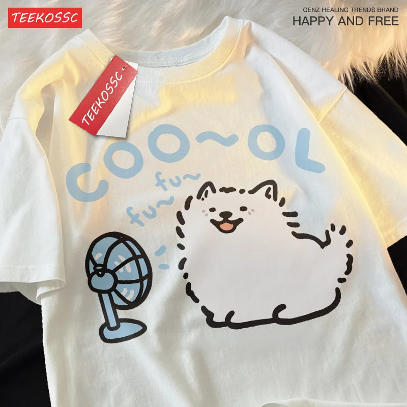 Dog Cartoon Print T-Shirt — Funny Dog Lover Tee
