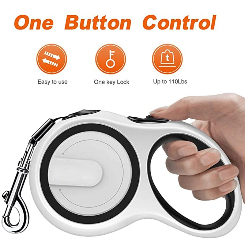 Retractable Dog Leash – Durable Nylon Extending Lead for Small, Medium & Large Dogs