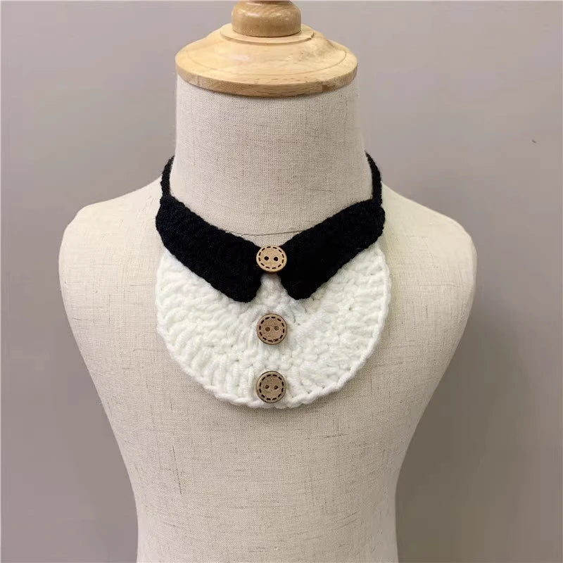 Hand-Knitted Dog Bib Scarf — Cute Cotton Collar for Small Dogs & Cats