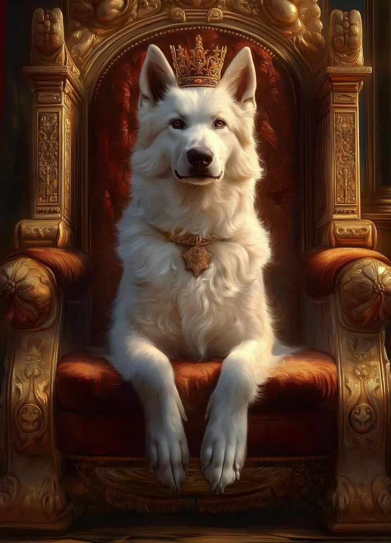 Royal Dog Portrait Canvas Print – Watercolour Wall Art for Dog Lovers