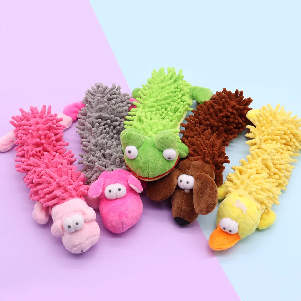 Squeaky Mop Fur Plush Dog Toy – Bite-Resistant Chew Toy