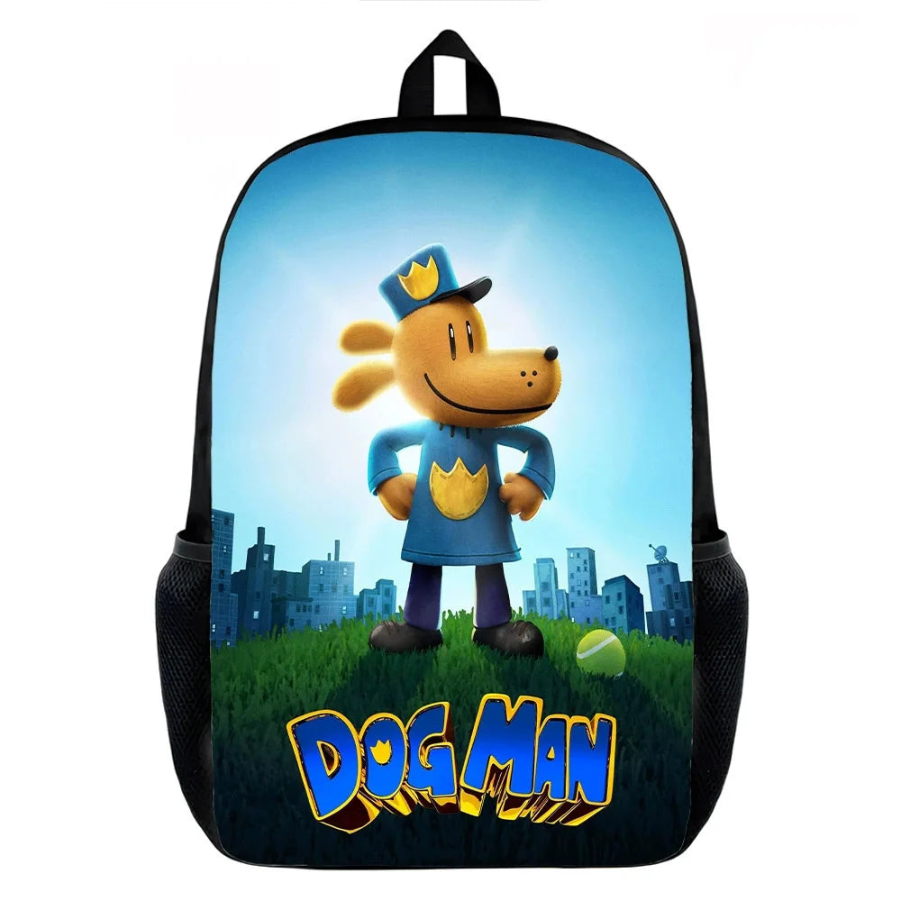 Dog Man Cartoon Backpack — Kids School Bag & Laptop Bag