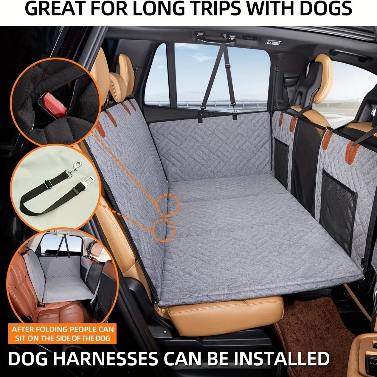 Waterproof Dog Car Seat Cover – Hammock Style, Scratch-Proof & Non-Slip Pet Back Seat Protector