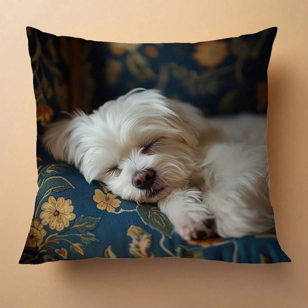 Cute Sleeping Dog Pillow Cover — Double-Sided Cushion Case 45×45cm