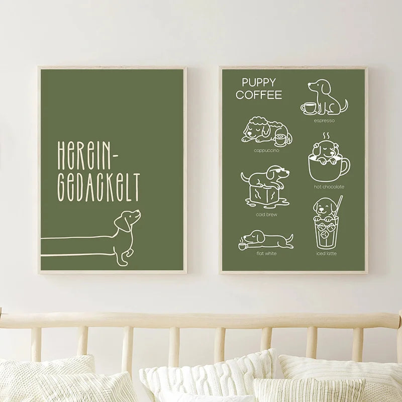 Minimalist Dachshund Dopamine Poster – Fun Puppy Wall Art Print
