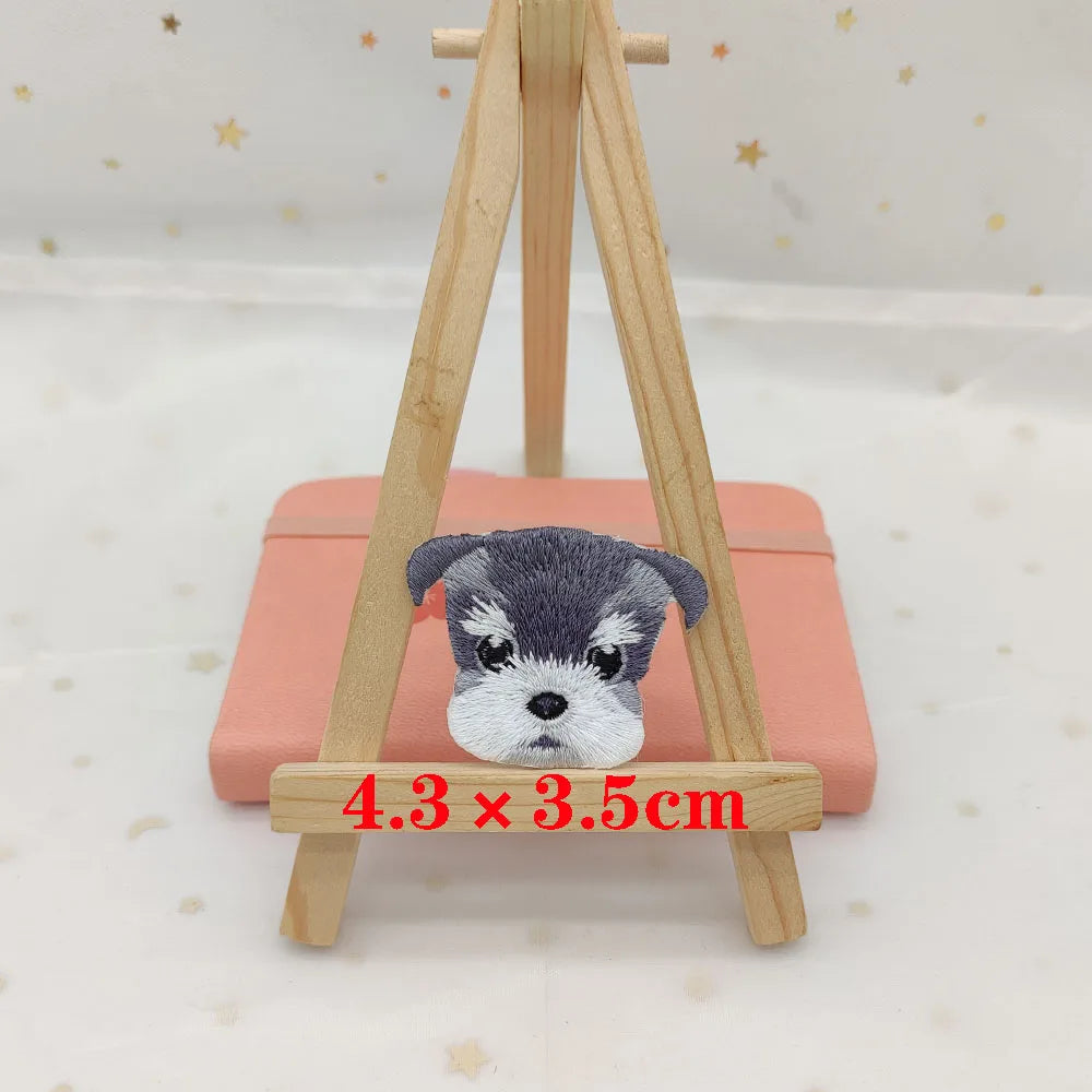 Dog Embroidery Iron-On Patch – Cute Dog Head Applique for Clothing & DIY