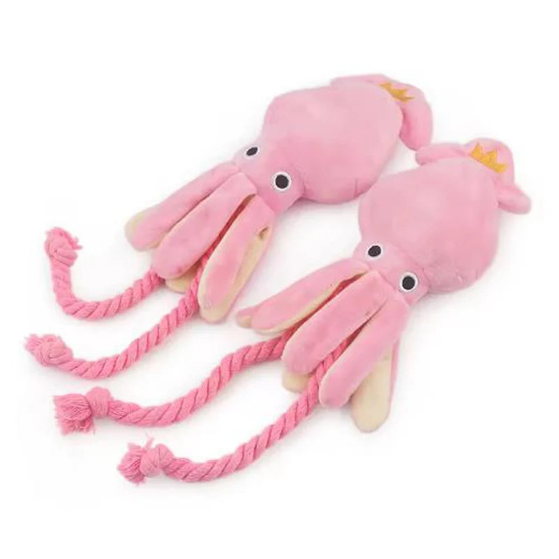 Squeaky Octopus Cotton Rope Dog Toy – Interactive Chew Toy for Teeth Cleaning