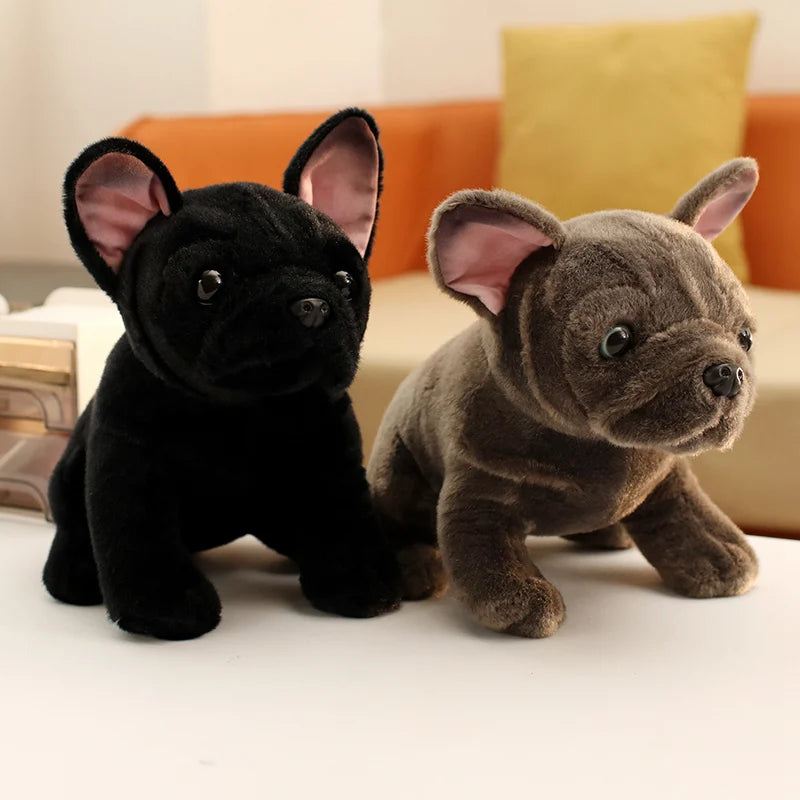 Realistic Bulldog Plush Toy – 28cm Lifelike Stuffed Bulldog in Black or Grey