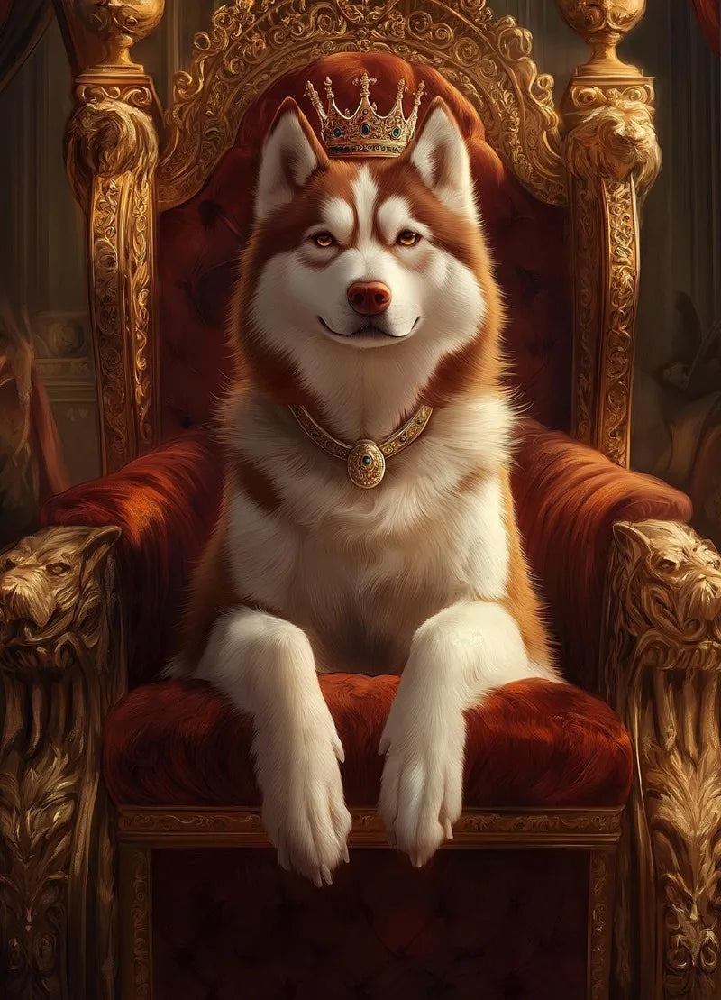 Royal Dog Portrait Canvas Print – Watercolour Wall Art for Dog Lovers