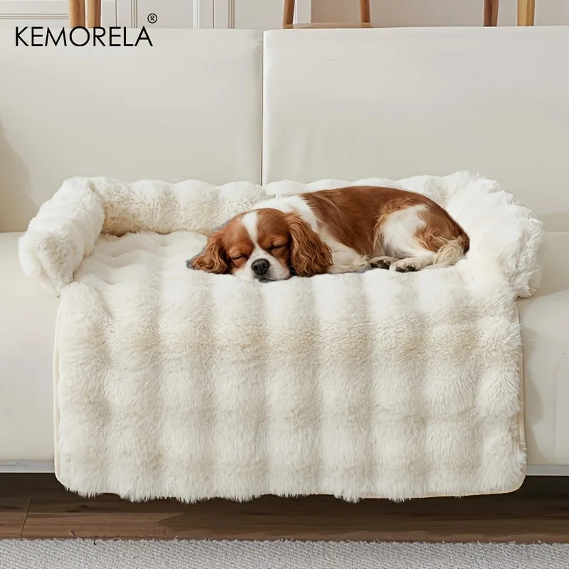 Faux Rabbit Fur Luxury Dog Bed — Plush Mattress with Pillow for Medium Dogs
