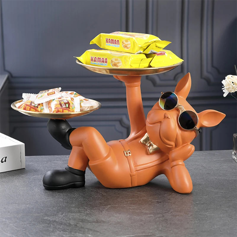 Colourful Bulldog Statue – Resin Dog Figurine for Home Decor, Shelf & Desk