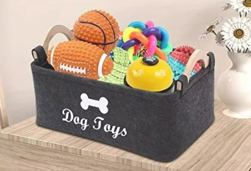 Felt Dog Toy Storage Basket – Stylish Pet Toy Box & Organiser for the Home