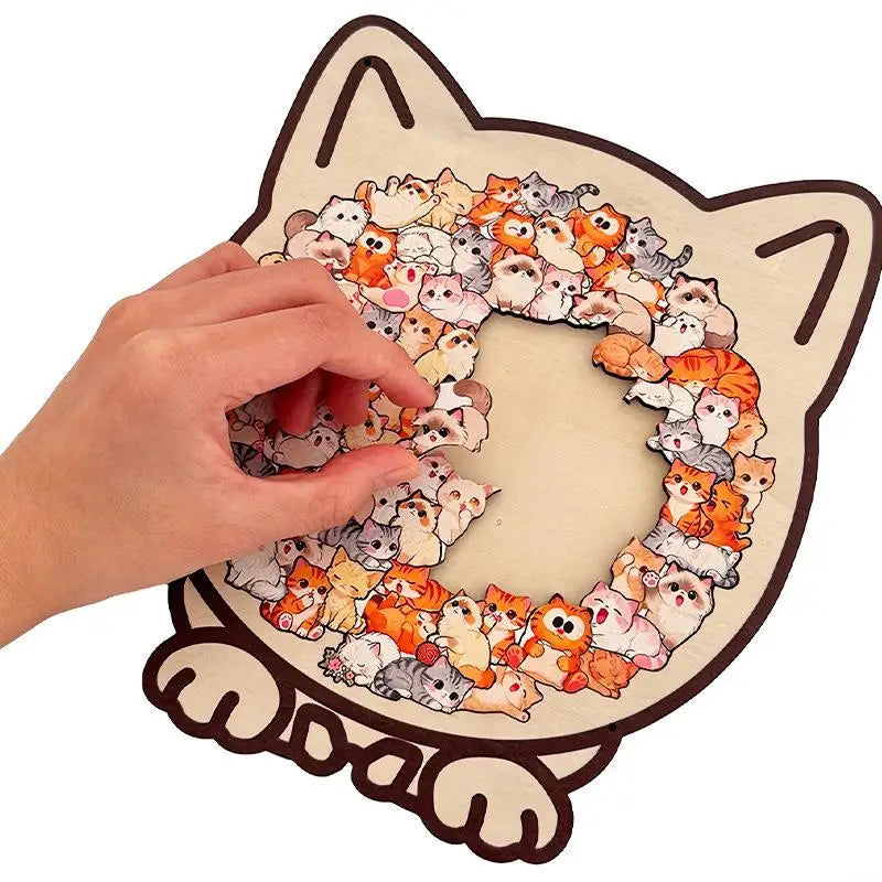 Pet Shaped Wooden Jigsaw Puzzle – 108-Piece Irregular Wood Puzzle for Cat & Dog Lovers