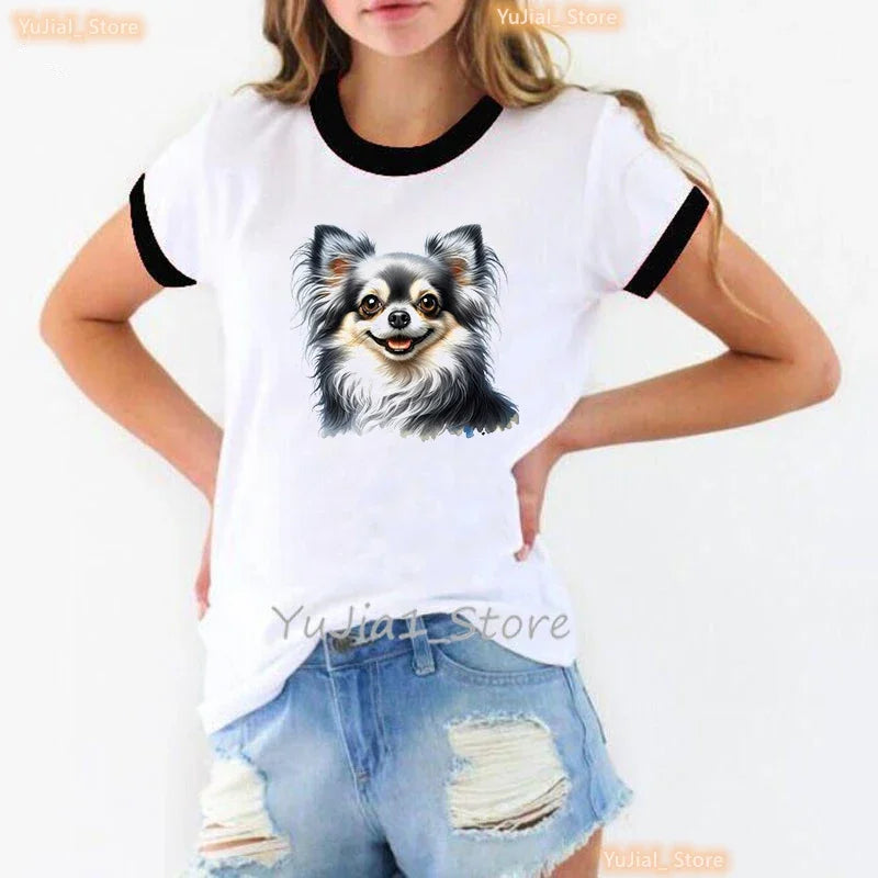 Cute Chihuahua T-Shirt — Kawaii Harajuku Dog Print Women's Summer Tee