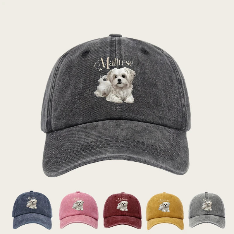Maltese Dog Baseball Cap – Adjustable Snapback Hat for Dog Lovers