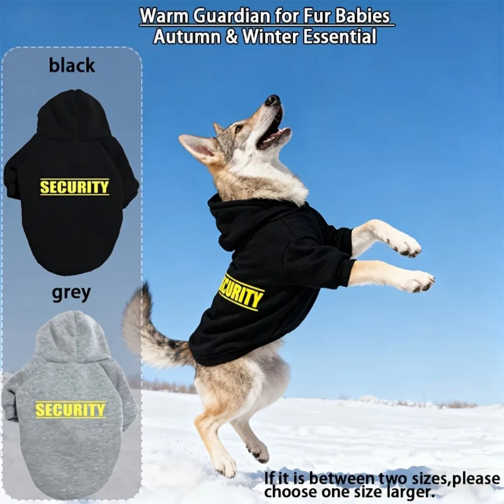 SECURITY Dog Hoodie – Fleece-Lined Pullover for Medium to Large Dogs