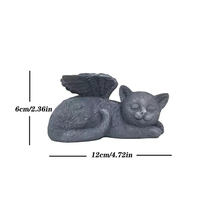 Dog & Cat Angel Memorial Statue — Resin Pet Grave Marker with Wings
