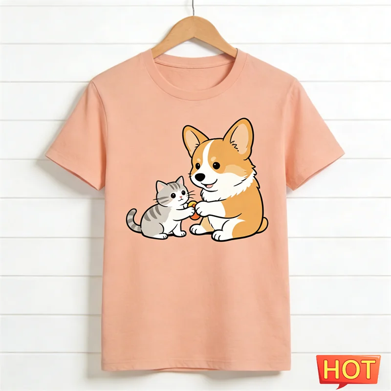 Cute Corgi Graphic T-Shirt — Funny 3D Dog Print Unisex Tee