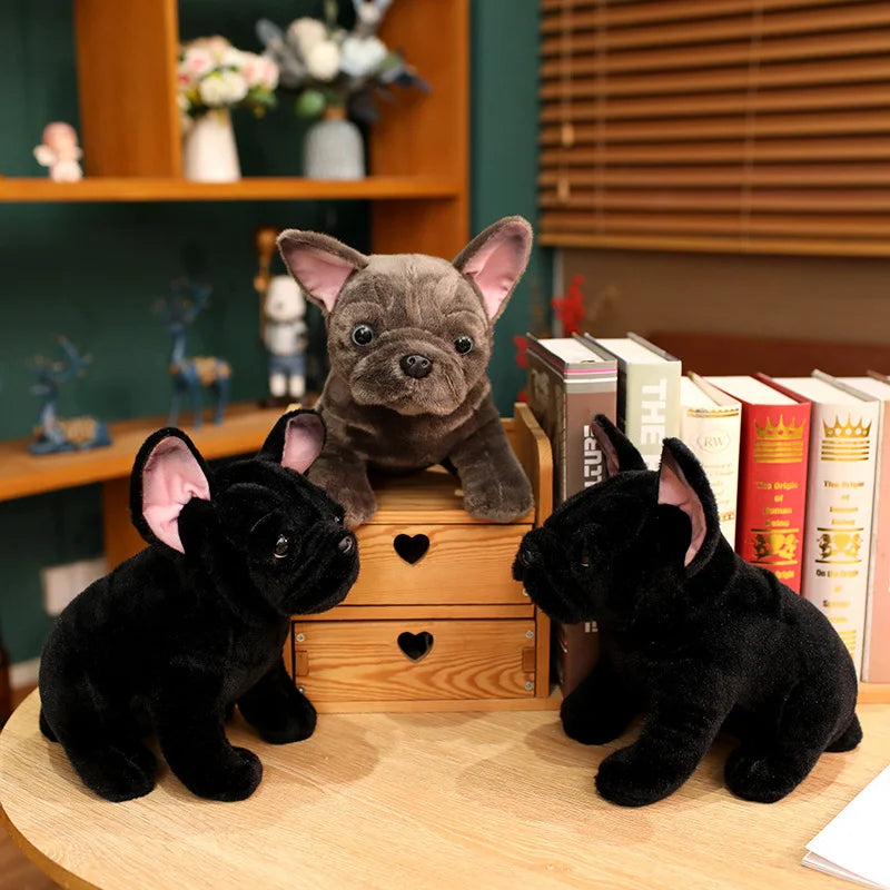 Realistic Bulldog Plush Toy – 28cm Lifelike Stuffed Bulldog in Black or Grey