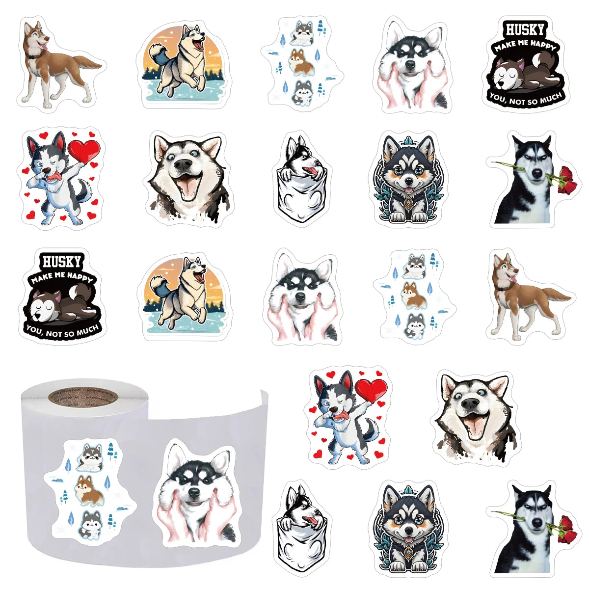Husky Sticker Pack — 500 Cute Dog Graffiti Stickers for Scrapbooking, Crafts & More
