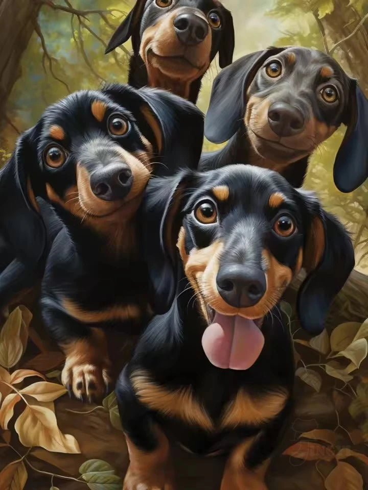 Dachshund 5D Diamond Painting Kit – DIY Dog Art Mosaic Craft for Home Decor