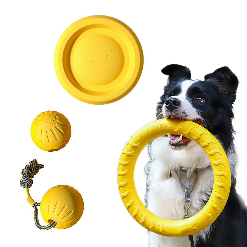 EVA Dog Toy Set – Durable Chew Toys, Ball, Tug Ring & Flying Disc for Dogs