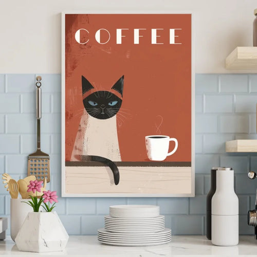 Boho Minimalist Dog & Cat Cafe Canvas Wall Art