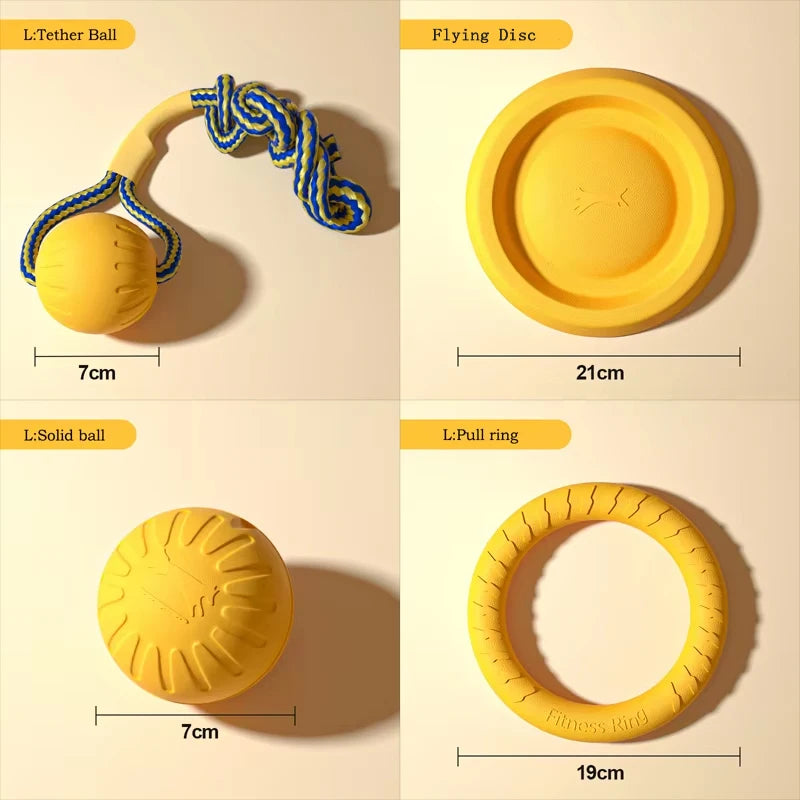 EVA Dog Toy Set – Durable Chew Toys, Ball, Tug Ring & Flying Disc for Dogs