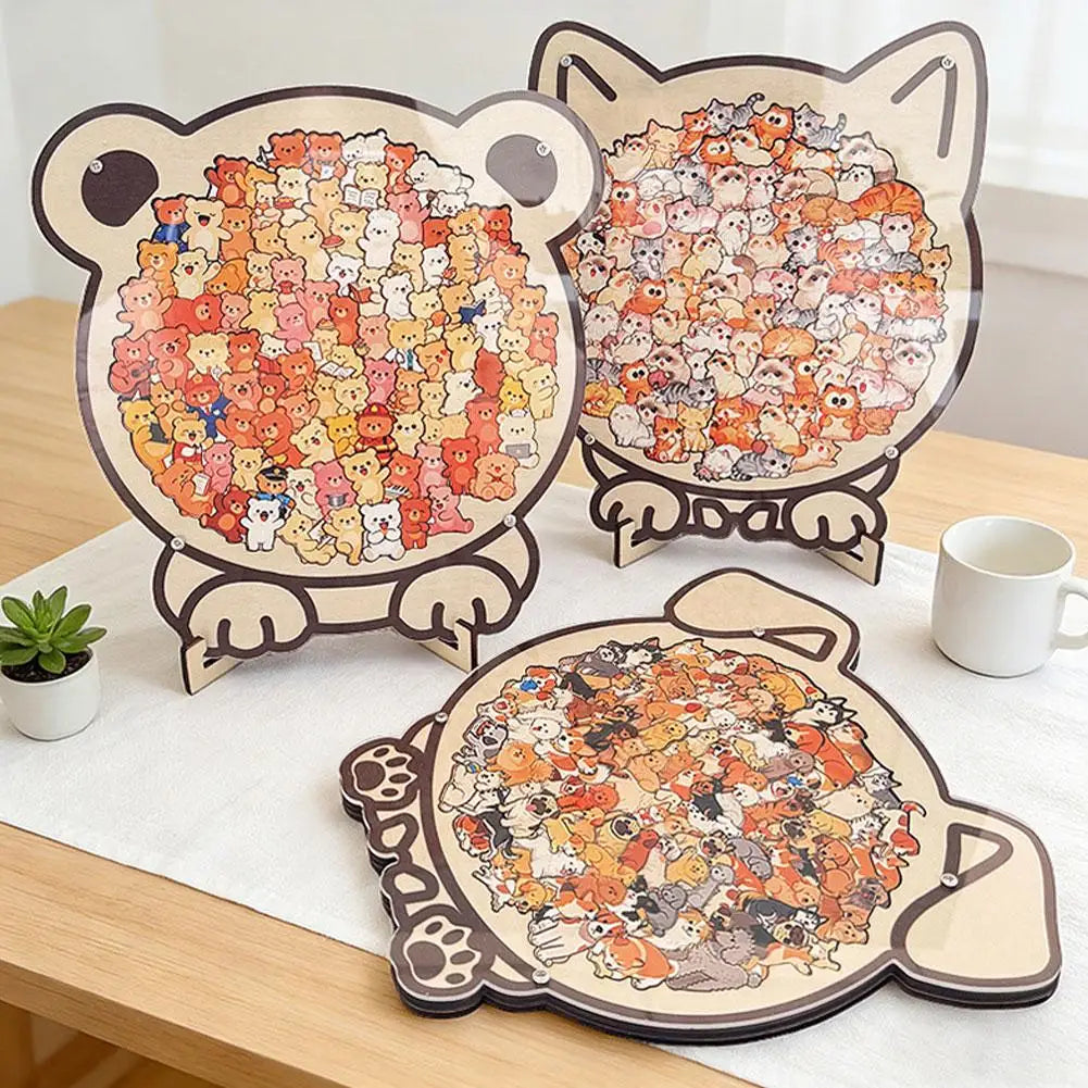 Pet Shaped Wooden Jigsaw Puzzle – 108-Piece Irregular Wood Puzzle for Cat & Dog Lovers